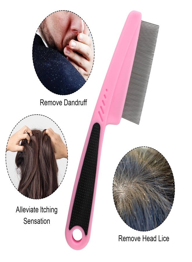 PKRFCJ 3 Pcs of Scalp Comb,Psoriasis,Stainless Steel Fine-Toothed Dandruff Combs,with 1 Bulk Anti-Dandruff,for Scalp Massage Care - Image 4